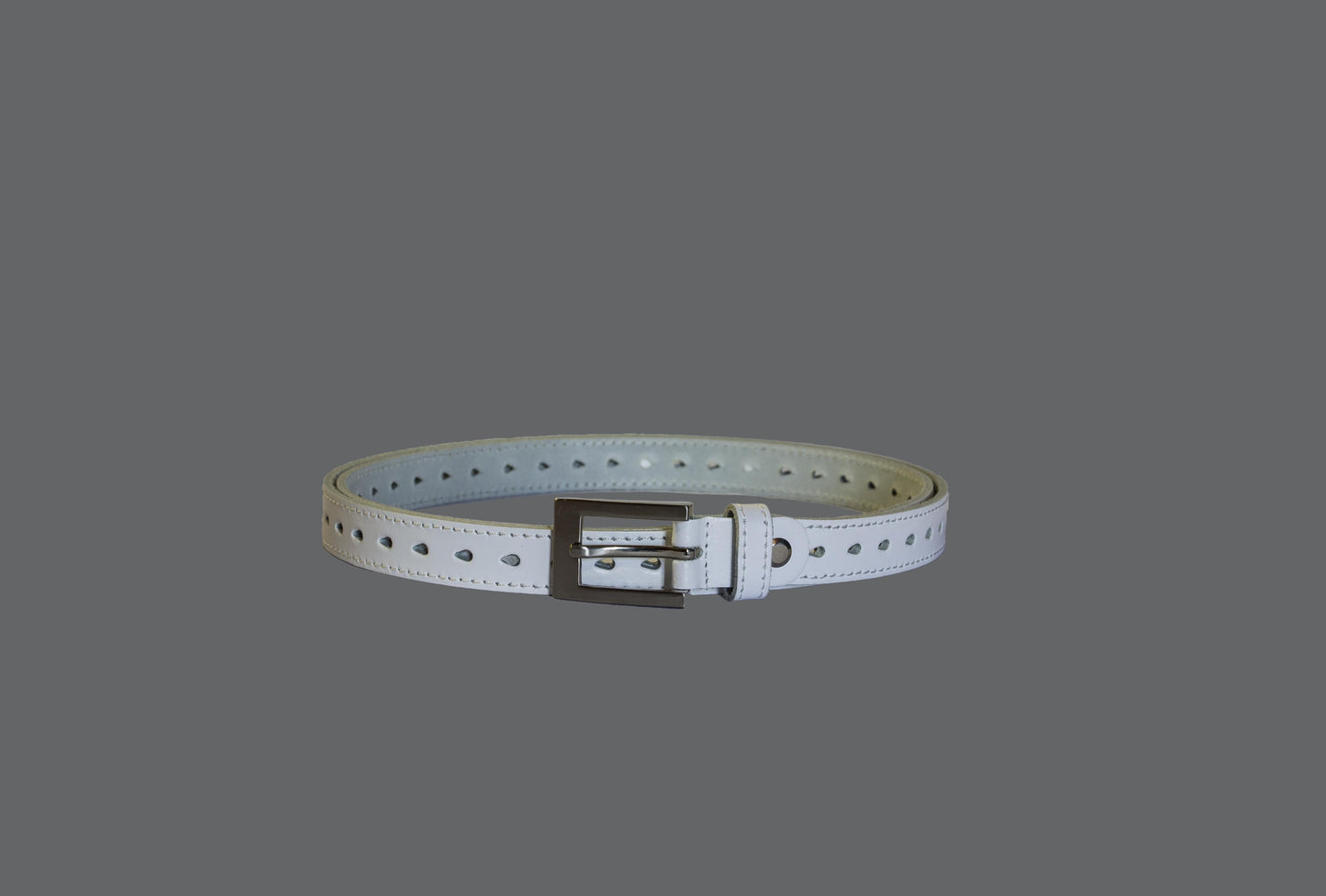 Ceinture en cuir blanc 2 cm de large - O'Cuir