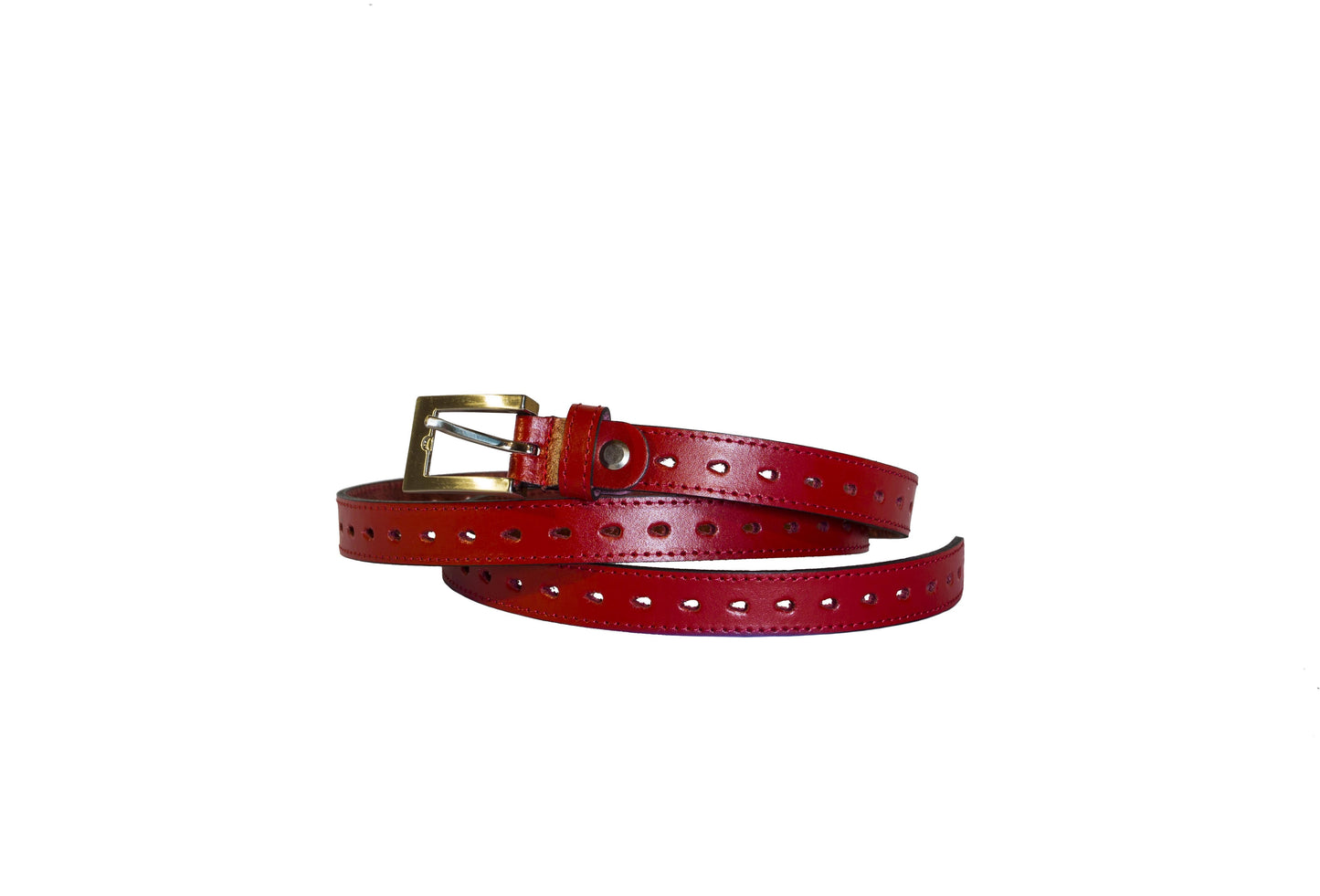 Ceinture en cuir rouge 2 cm de large - O'Cuir