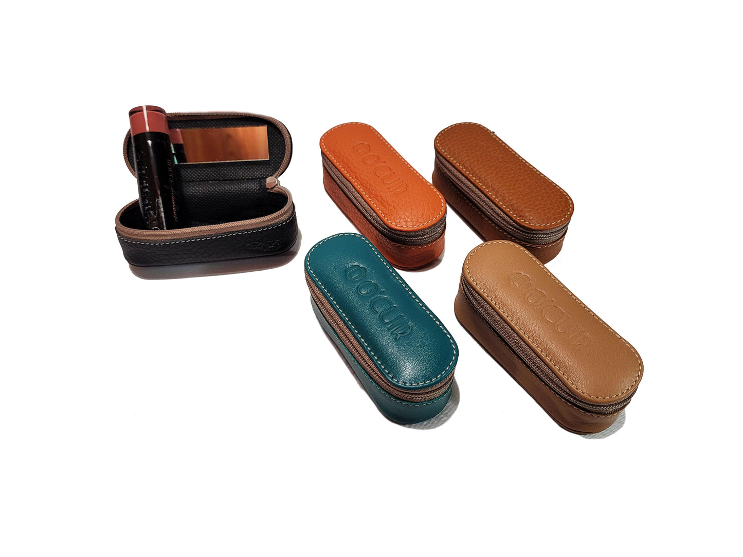 Étui à rouge à lèvres en cuir avec miroir - O'Cuir