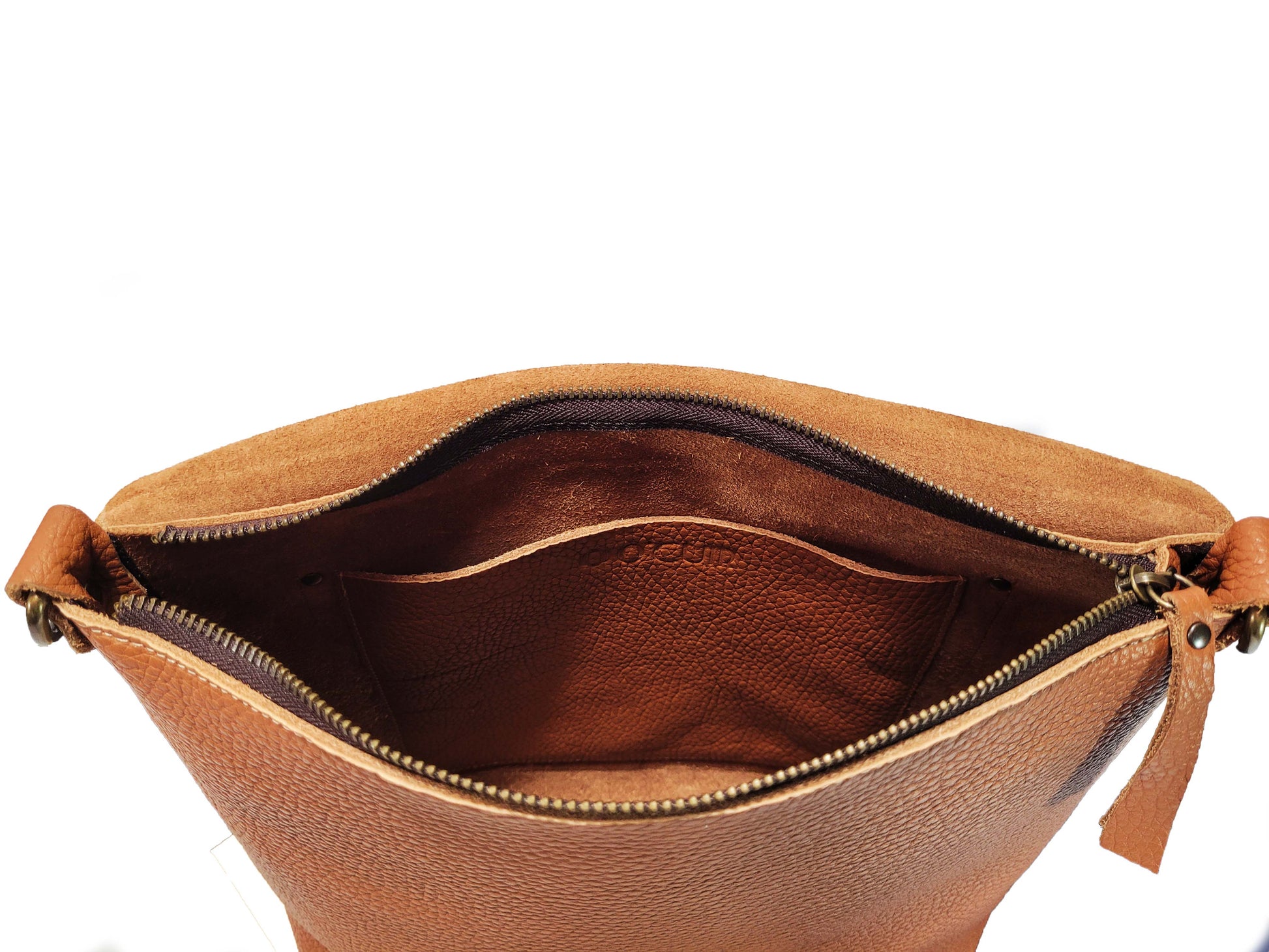 Sac à bandoulière en cuir grainé camel - O'Cuir