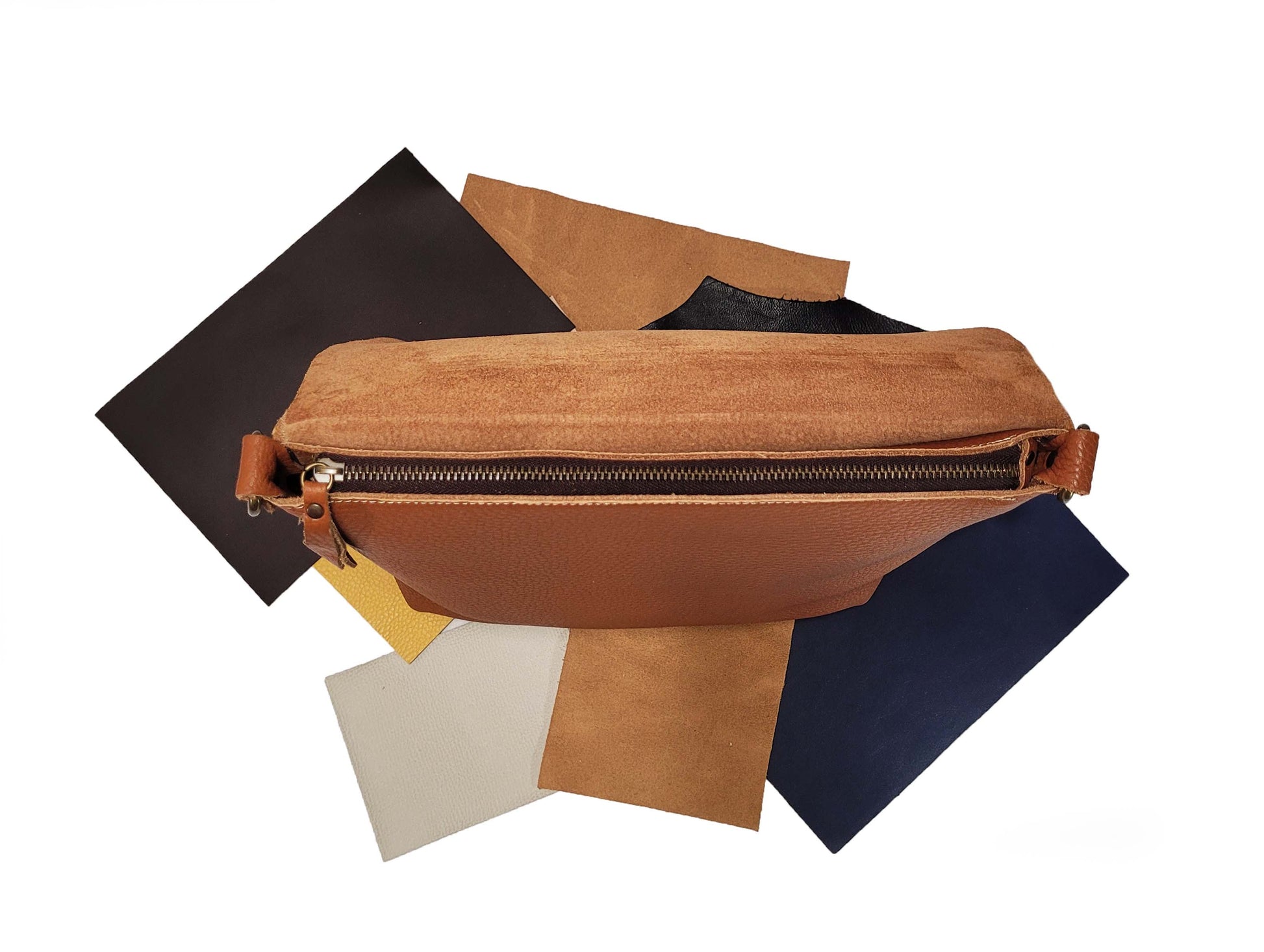 Sac à bandoulière en cuir grainé camel - O'Cuir