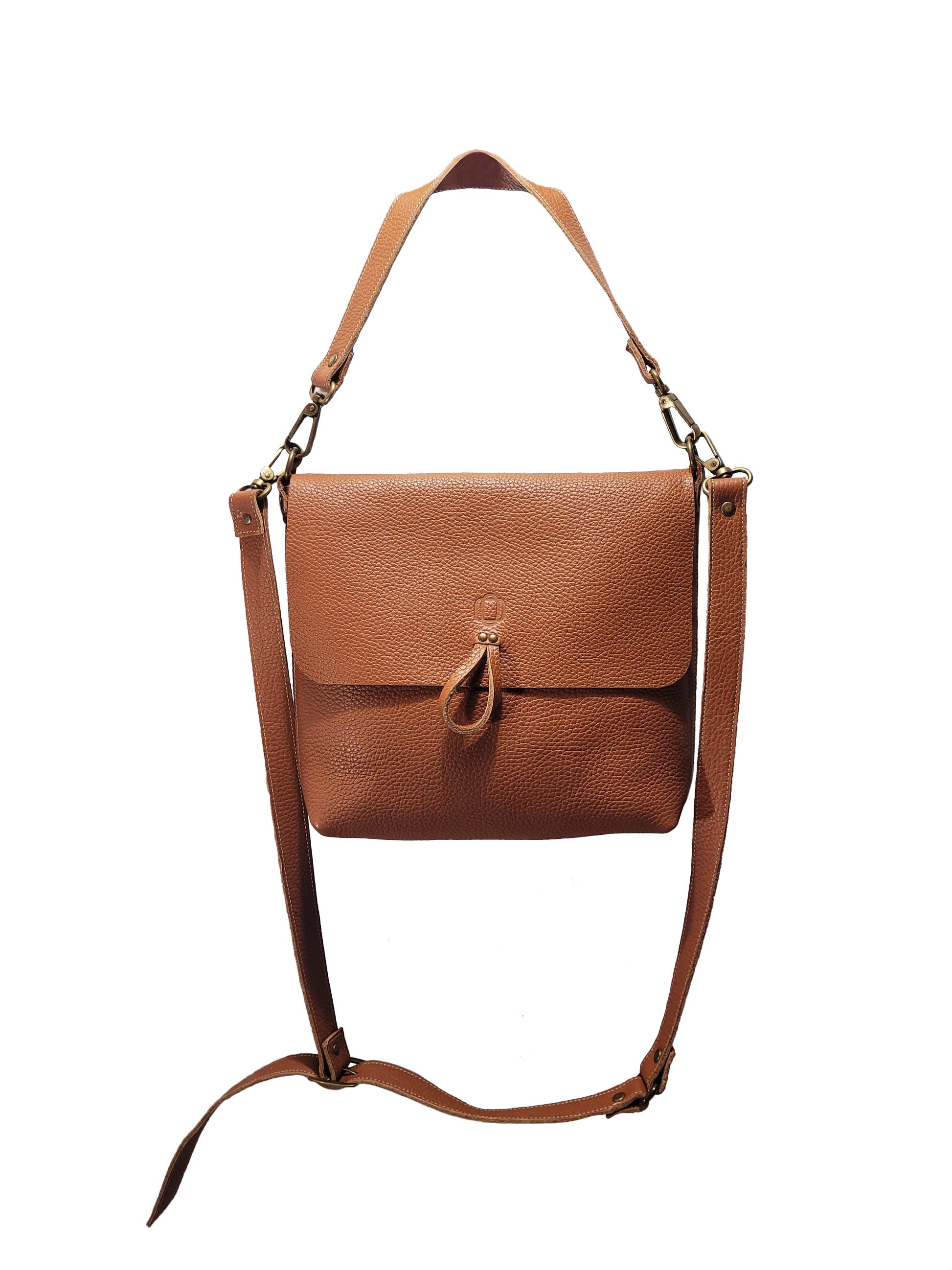 Sac à bandoulière en cuir grainé camel - O'Cuir