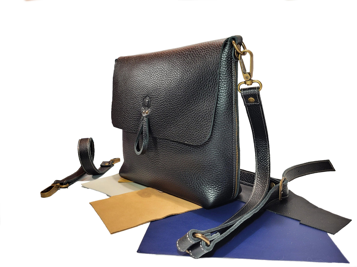 Sac à bandoulière en cuir noir classique - O'Cuir