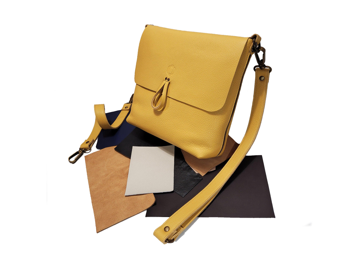 Sac bandoulière en cuir grainé jaune - O'Cuir