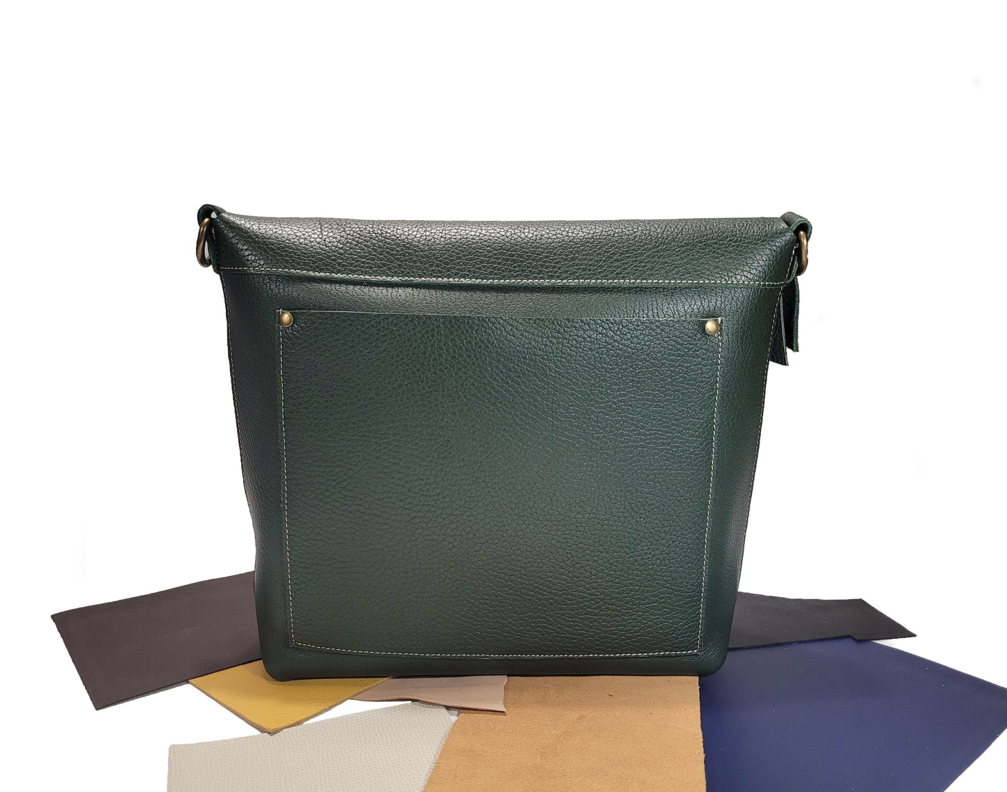Sac bandoulière en cuir grainé vert forêt - O'Cuir