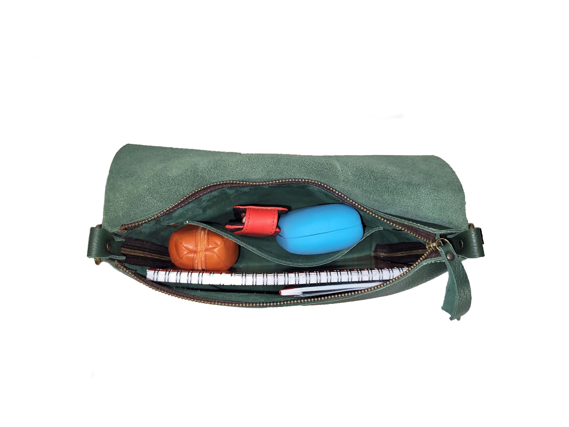 Sac bandoulière en cuir grainé vert forêt - O'Cuir