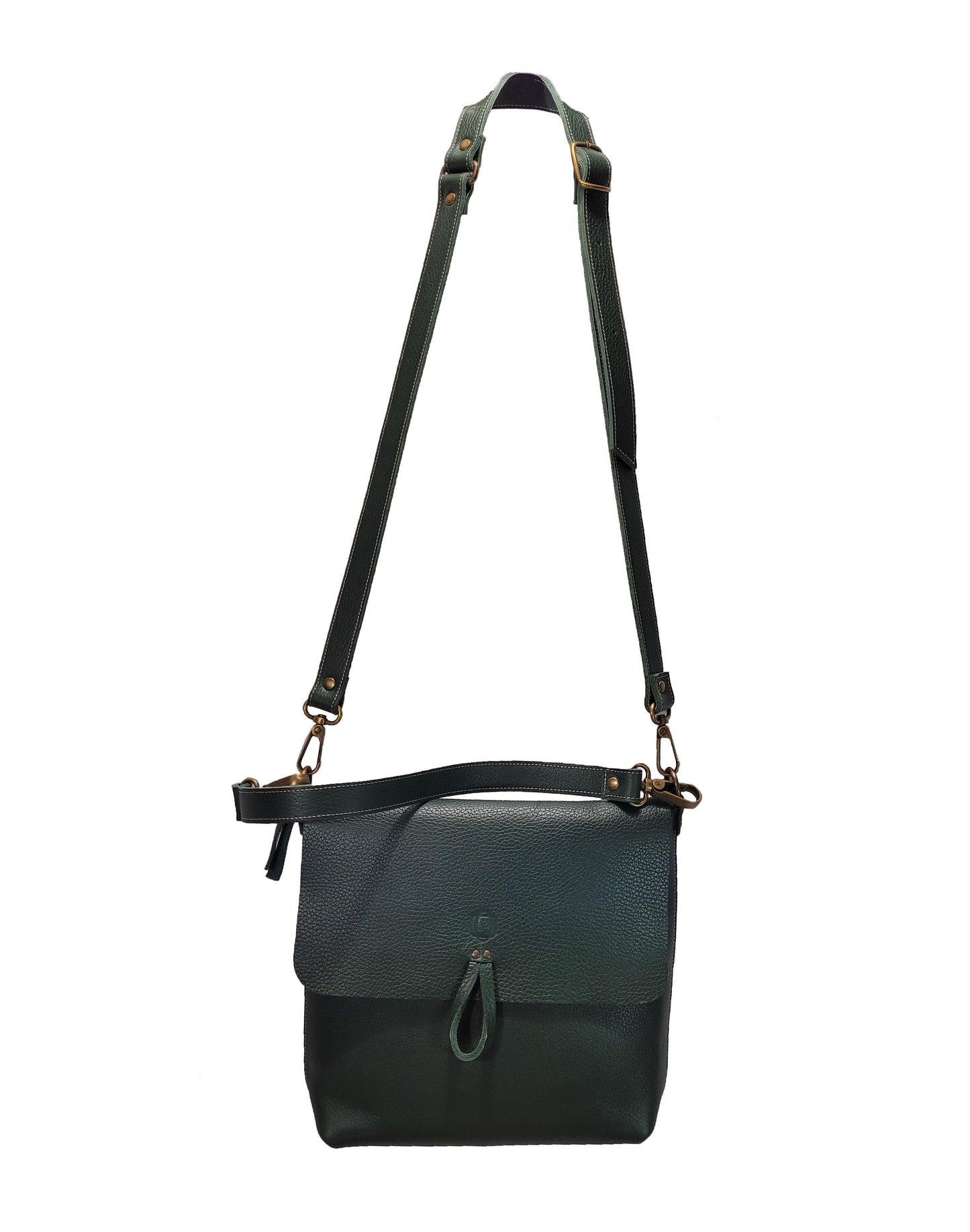 Sac bandoulière en cuir grainé vert forêt - O'Cuir