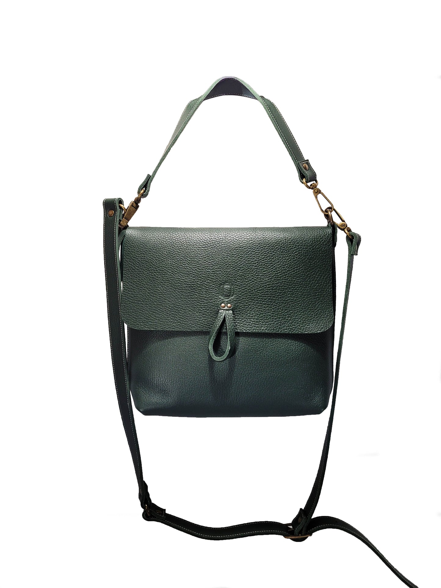 Sac bandoulière en cuir grainé vert forêt - O'Cuir