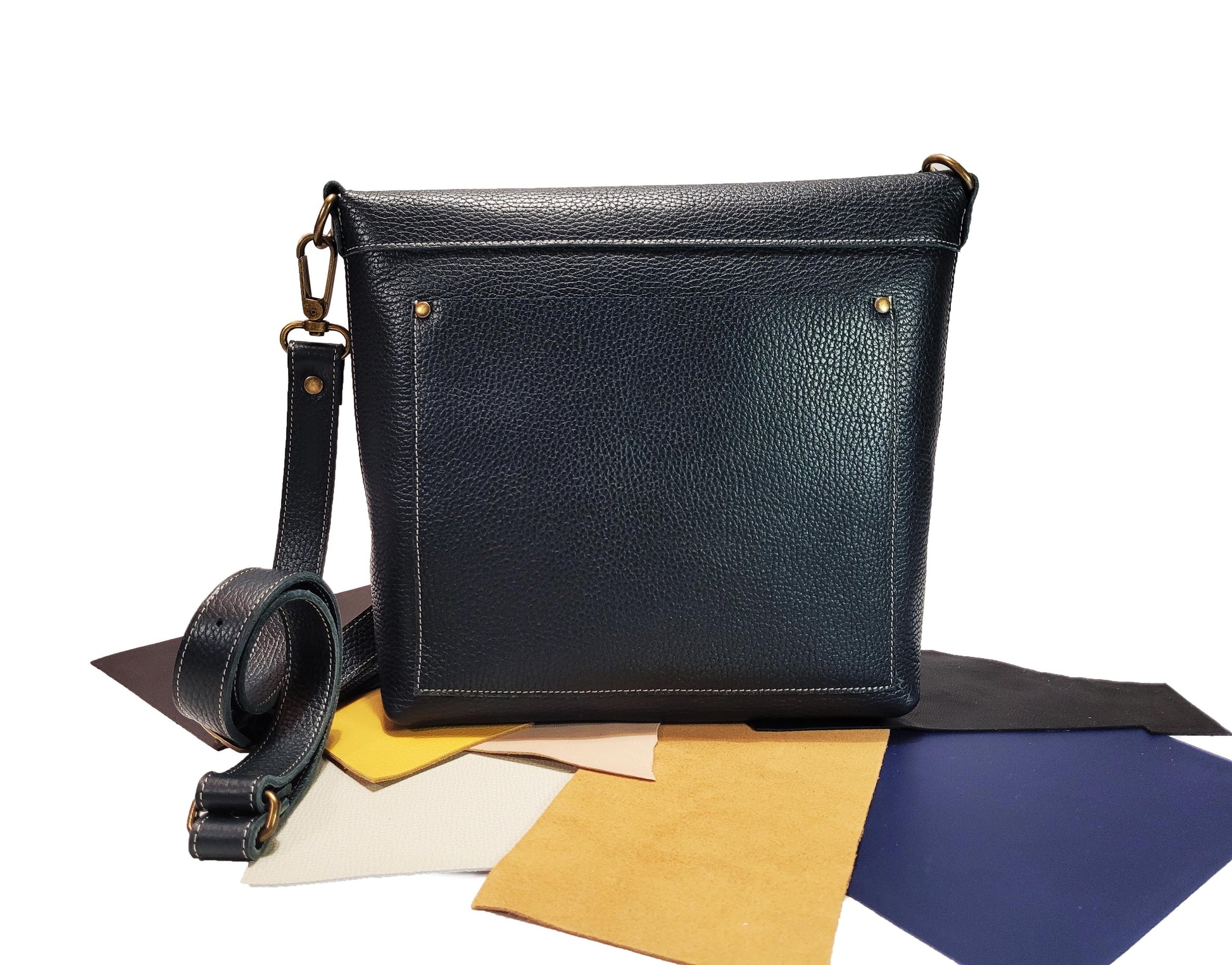Sac bandoulière en cuir gris ardoise - O'Cuir