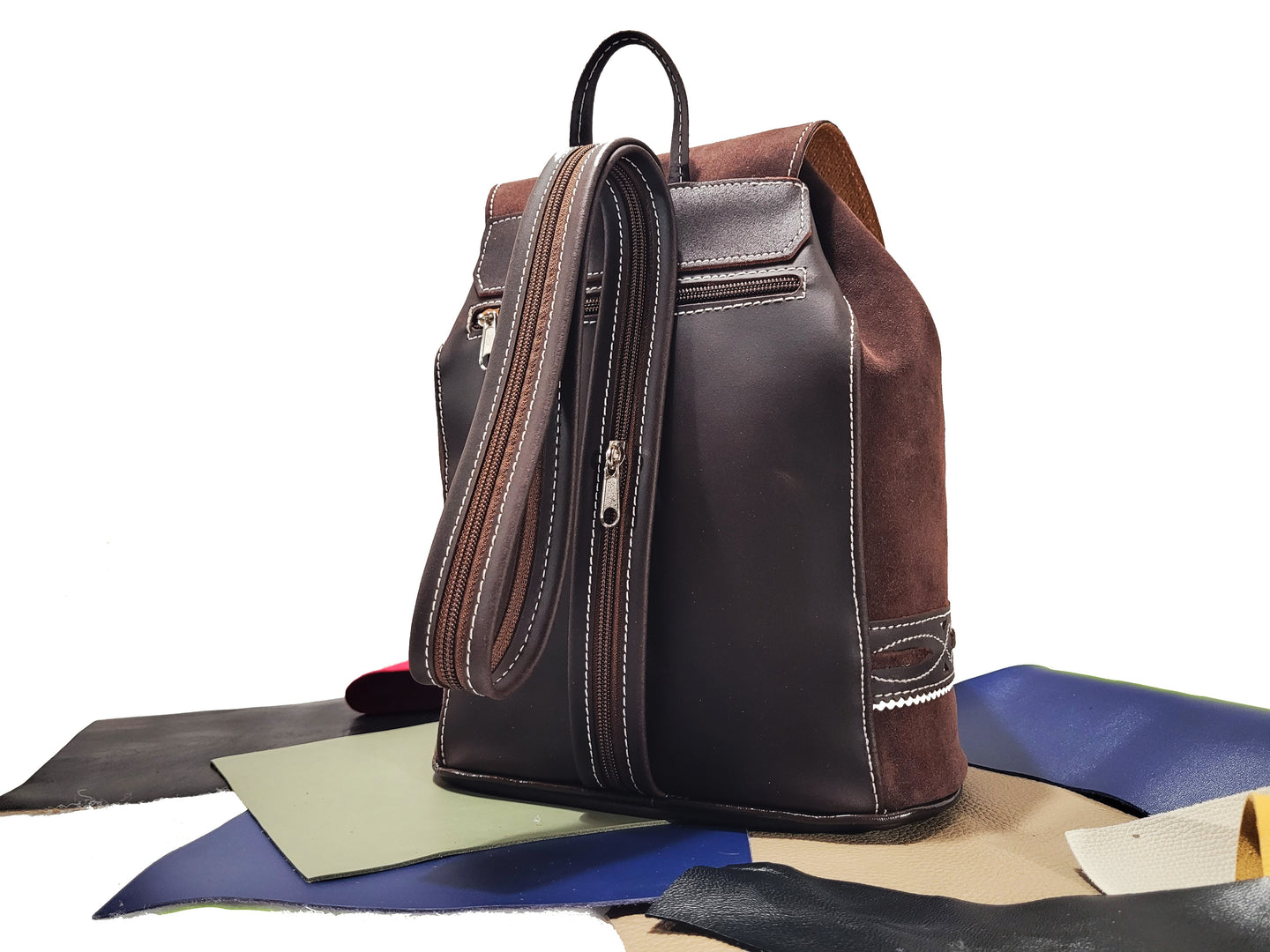 Sac à dos en cuir daim de style vintage - O'Cuir
