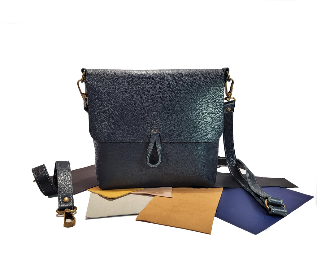 Sac bandoulière en cuir gris ardoise - O'Cuir